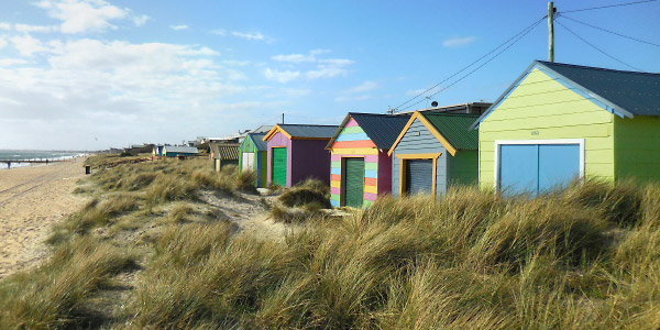 Colourful boatsheds on Chelsea beach